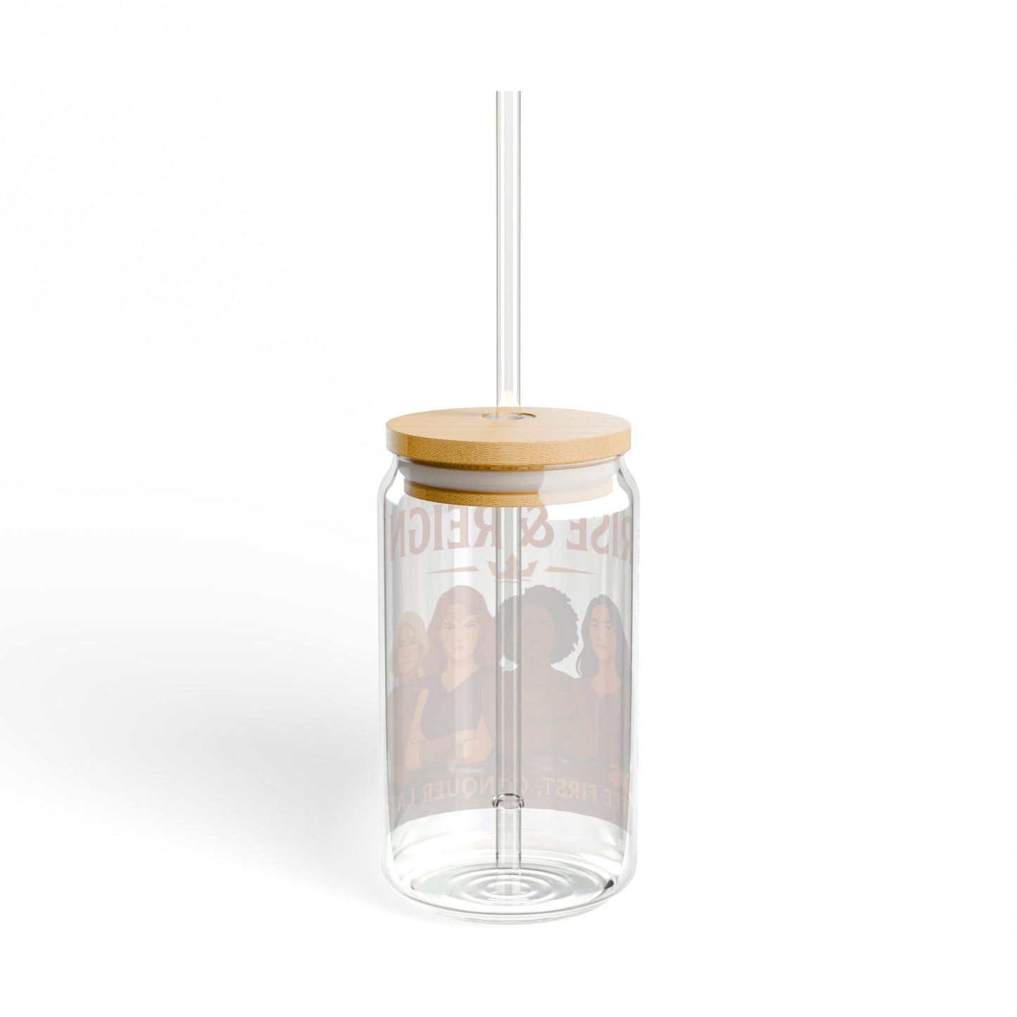 Sippin’ Strong – Femme Warrior Coffee Glass, 16oz