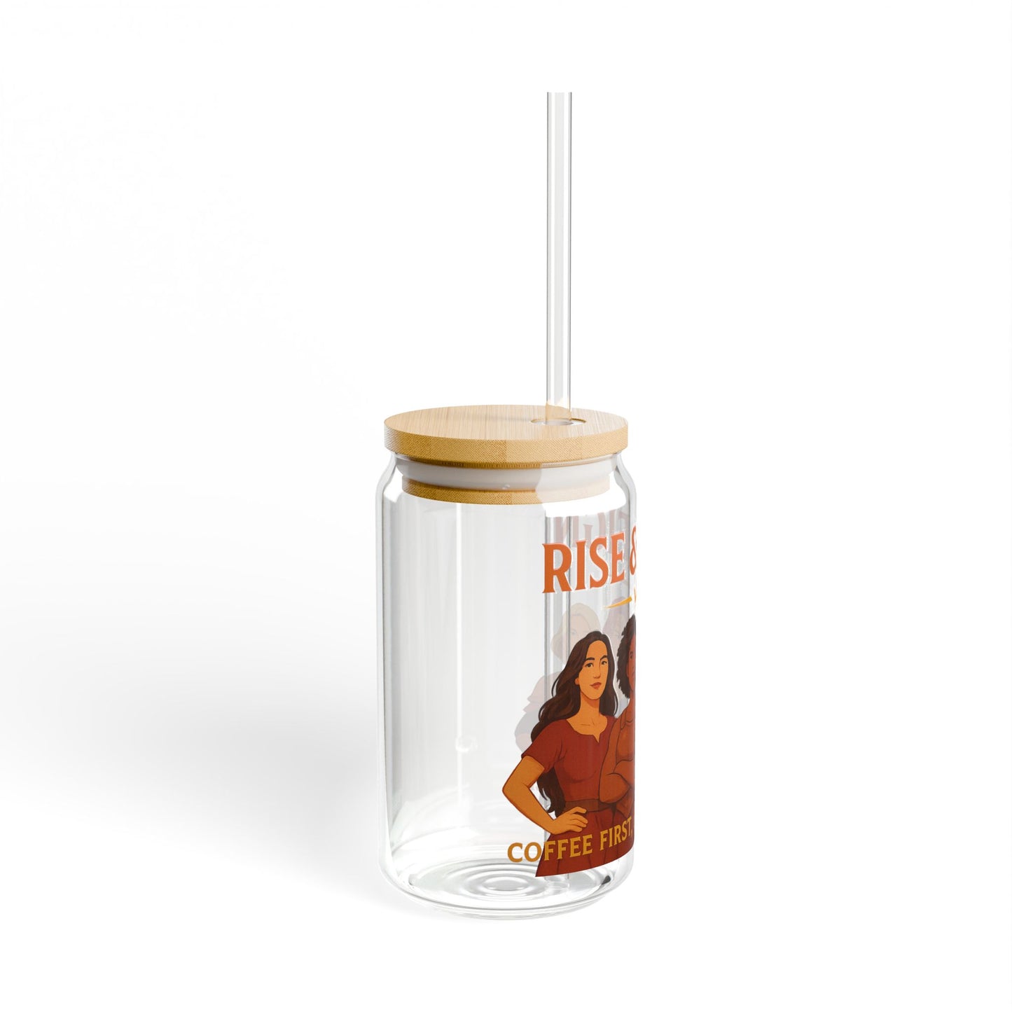 Sippin’ Strong – Femme Warrior Coffee Glass, 16oz