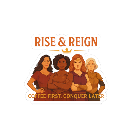 Sip. Slay. Repeat. Coffee Vibe Sticker – Femme Warrior Edition